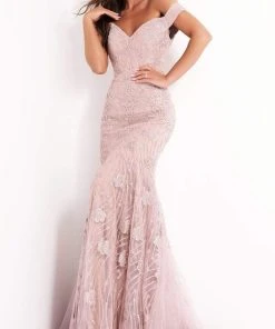 Jovani - 00617 Off Shoulder Embroidery-Detailed Long Gown