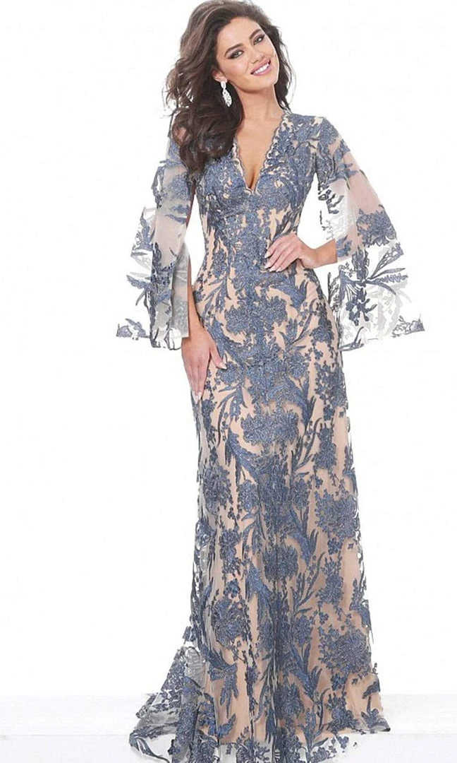 Jovani - 00752 Cape Sleeve Novelty Lace Sheath Gown 5 Jovani - 00752 Cape Sleeve Novelty Lace Sheath Gown