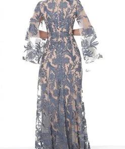 Jovani - 00752 Cape Sleeve Novelty Lace Sheath Gown 6 Jovani - 00752 Cape Sleeve Novelty Lace Sheath Gown