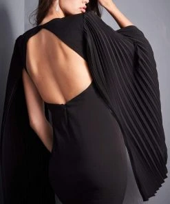 Jovani - 00755 Bateau Neck Fitted Dress With Open Back