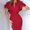 Jovani - 00759 Knee Length Ruffled Angel Sleeve Sheath Dress 2 Jovani - 00759 Knee Length Ruffled Angel Sleeve Sheath Dress