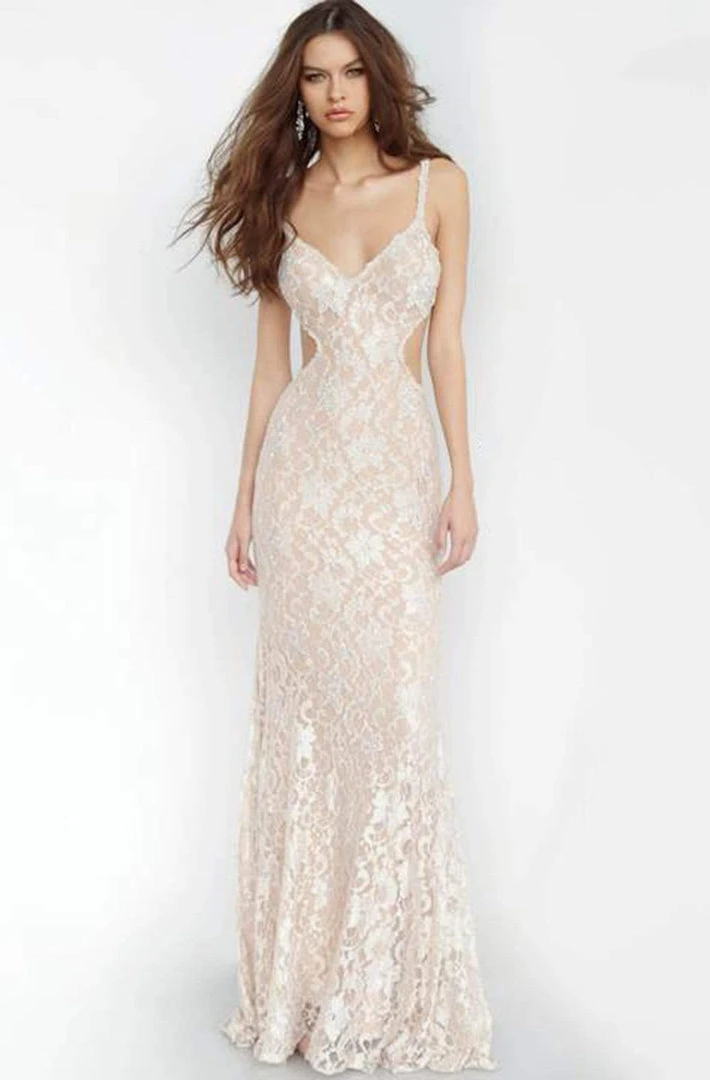 Jovani - 00780 Beaded Lace Side Cutout Trumpet Gown 3 Jovani - 00780 Beaded Lace Side Cutout Trumpet Gown