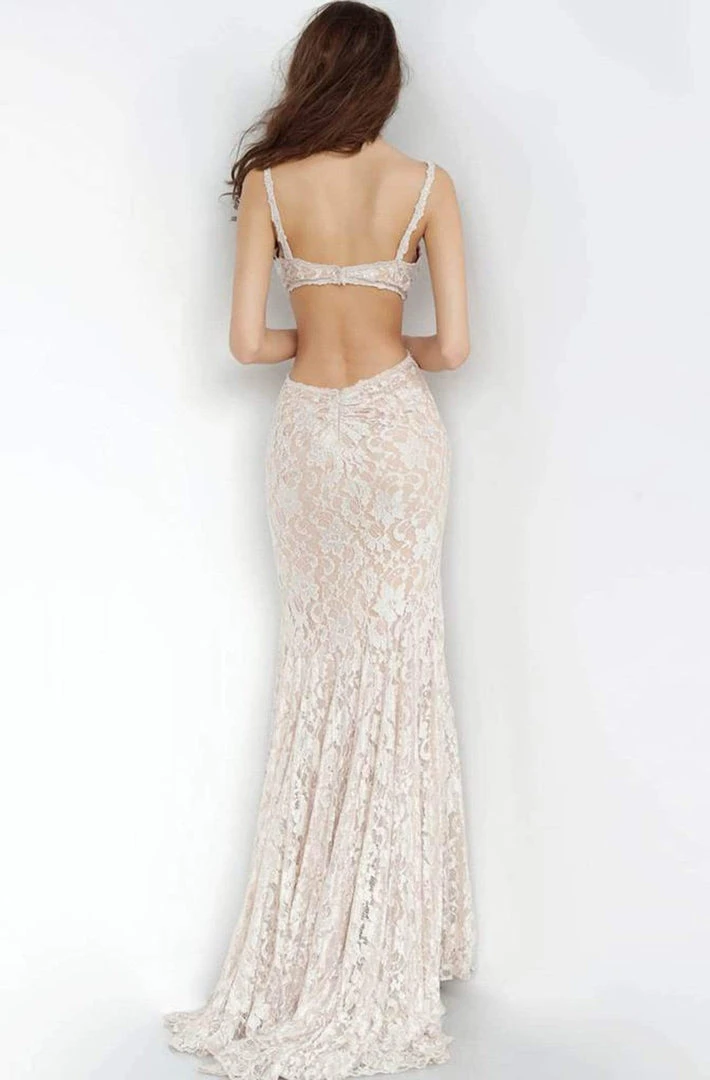 Jovani - 00780 Beaded Lace Side Cutout Trumpet Gown 4 Jovani - 00780 Beaded Lace Side Cutout Trumpet Gown