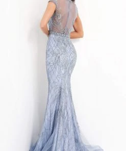 Jovani - 00883 Cap Sleeve Beaded Illusion Jewel Long Gown 6 Jovani - 00883 Cap Sleeve Beaded Illusion Jewel Long Gown