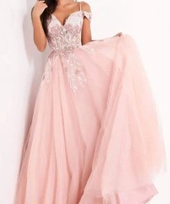 Jovani - 02022 Floral Ornate Corset Tulle Dress