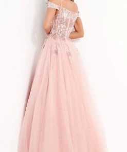 Jovani - 02022 Floral Ornate Corset Tulle Dress