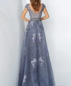 Jovani - 02327 Illusion Bejeweled A-Line Dress