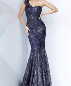 Jovani - 02445 Sweetheart Lace Applique Trumpet Dress