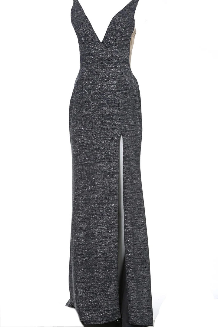 Jovani - 02472 V Neck Fitted Prom Dress With High Slit 10 Jovani - 02472 V Neck Fitted Prom Dress With High Slit