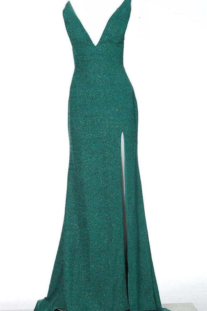 Jovani - 02472 V Neck Fitted Prom Dress With High Slit 9 Jovani - 02472 V Neck Fitted Prom Dress With High Slit