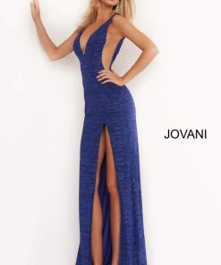 Jovani - 02472 V Neck Fitted Prom Dress With High Slit 12 Jovani - 02472 V Neck Fitted Prom Dress With High Slit