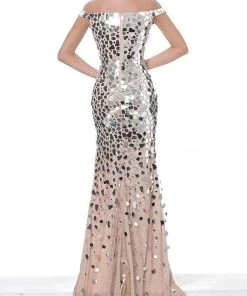 Jovani - 02500 Cut Glass Off-Shoulder Sheath Dress