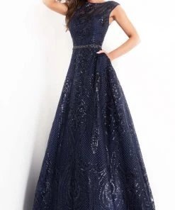 Jovani - 02514 Cap Sleeve Sequin Embroidered A-Line Gown 7 Jovani - 02514 Cap Sleeve Sequin Embroidered A-Line Gown