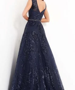 Jovani - 02514 Cap Sleeve Sequin Embroidered A-Line Gown 6 Jovani - 02514 Cap Sleeve Sequin Embroidered A-Line Gown