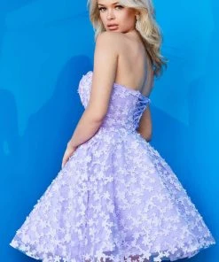 Jovani - 02564 Strapless Floral Appliqued A-Line Dress