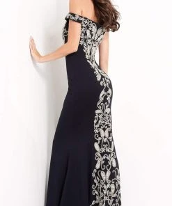Jovani - 02576 Off Shoulder Paisley Motif Long Gown 7 Jovani - 02576 Off Shoulder Paisley Motif Long Gown