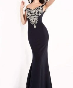 Jovani - 02576 Off Shoulder Paisley Motif Long Gown 8 Jovani - 02576 Off Shoulder Paisley Motif Long Gown