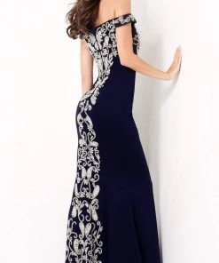 Jovani - 02576 Off Shoulder Paisley Motif Long Gown 9 Jovani - 02576 Off Shoulder Paisley Motif Long Gown