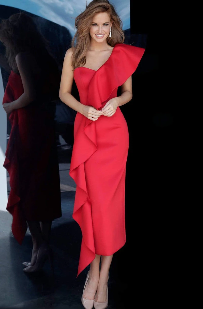 Jovani - 02616 Draped Ruffle Accented Sheath Dress 6 Jovani - 02616 Draped Ruffle Accented Sheath Dress