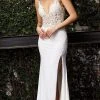 Jovani - 02716 Embroidered Deep V Neck Dress With Slit 1 Jovani - 02716 Embroidered Deep V Neck Dress With Slit