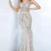 Jovani - 02798 V-Neck Bejewel Feather Sheath Silhouette 2 Jovani - 02798 V-Neck Bejewel Feather Sheath Silhouette