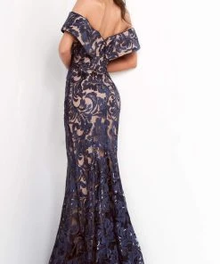 Jovani - 02912 Sequined Off Shoulder Trumpet Dress 7 Jovani - 02912 Sequined Off Shoulder Trumpet Dress