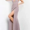 Jovani - 02914 Glitter High Slit Sheath Dress
