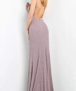 Jovani - 02914 Glitter High Slit Sheath Dress
