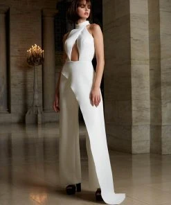 Jovani - 02954 High Neck Jumpsuit With Cutout 9 Jovani - 02954 High Neck Jumpsuit With Cutout