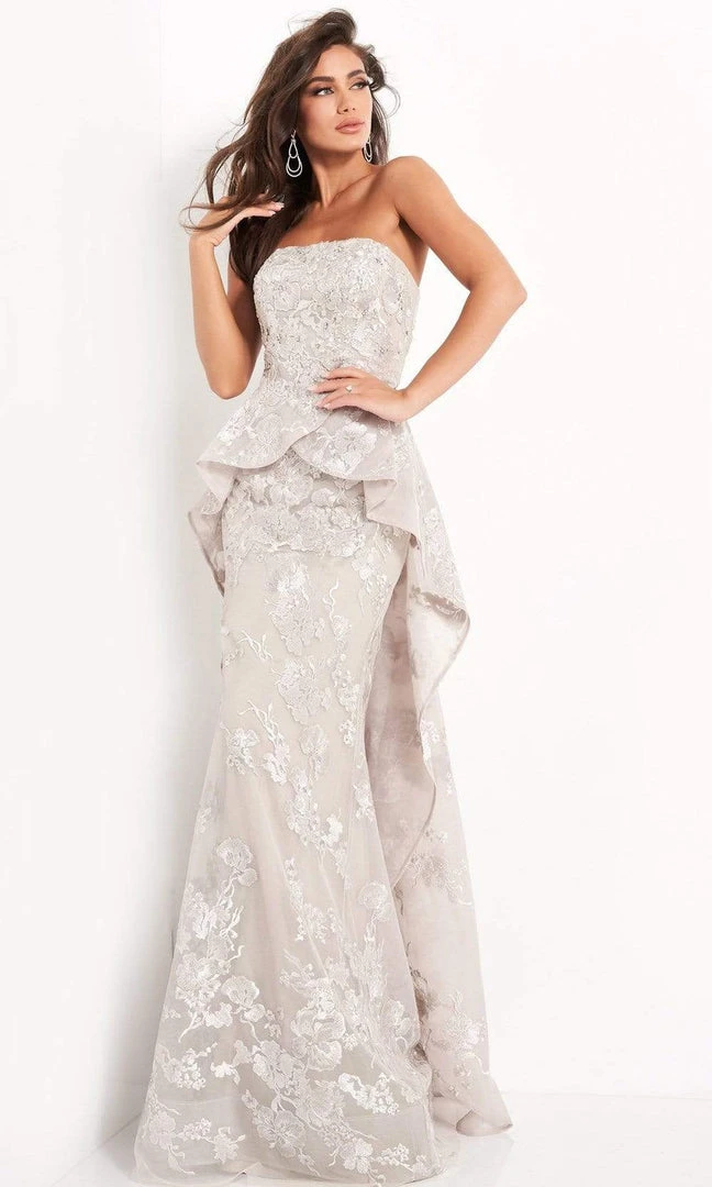 Jovani - 02966 Embroidered Cascading Peplum Gown 3 Jovani - 02966 Embroidered Cascading Peplum Gown