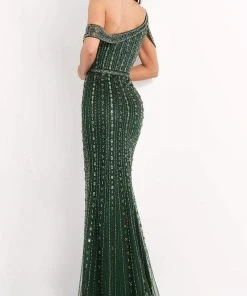 Jovani - 03124 Beaded Cold Shoulder Sheath Gown 6 Jovani - 03124 Beaded Cold Shoulder Sheath Gown