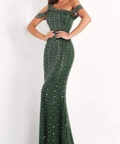 Jovani - 03124 Beaded Cold Shoulder Sheath Gown 7 Jovani - 03124 Beaded Cold Shoulder Sheath Gown