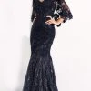 Jovani - 03158 Embroidered V Neck Trumpet Dress With Train 2 Jovani - 03158 Embroidered V Neck Trumpet Dress With Train