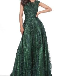 Jovani - 03238 Embellished Cap Sleeve A-Line Gown