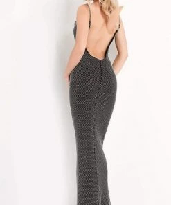 Jovani - 03252 Cowl Beaded Mesh Sheath Dress 6 Jovani - 03252 Cowl Beaded Mesh Sheath Dress