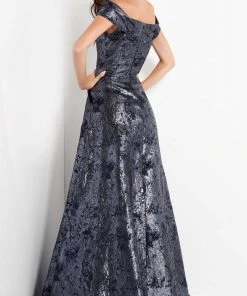 Jovani - 03674 Metallic Off Shoulder A-Line Gown