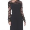 Jovani - 03810 Shirred Illusion Long Sleeve Dress