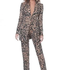 Jovani - 03840 Two-Piece Animal Print Pantsuit