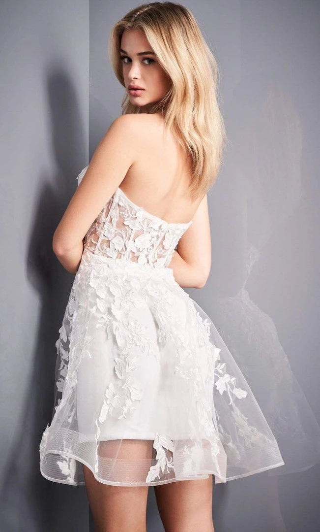 Jovani - 04109 Floral Appliques Illusion Corset Fit And Flare Dress 4 Jovani - 04109 Floral Appliques Illusion Corset Fit And Flare Dress