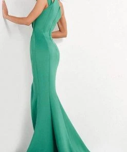Jovani - 04222 Split One-Shoulder High Leg Slit Evening Gown