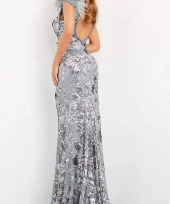 Jovani - 04228 V Neck Scoop Back Sequined Long Gown 6 Jovani - 04228 V Neck Scoop Back Sequined Long Gown