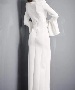 Jovani - 04240 Bell Sleeve High Slit Scuba Evening Dress 6 Jovani - 04240 Bell Sleeve High Slit Scuba Evening Dress