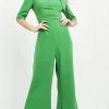 Jovani - 04284 Bow Shoulder Asymmetric Jumpsuit