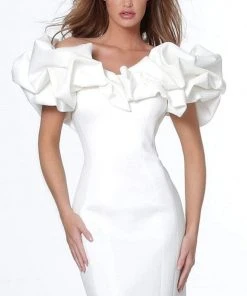 Jovani - 04367 Ruffled Off-Shoulder Fitted Dress