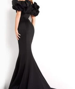 Jovani - 04368 Ruffled Off Shoulder Scuba Mermaid Evening Dress