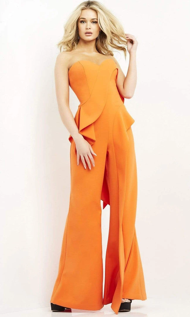 Jovani - 04427 Strapless Sweetheart Ruffle Wide Leg Jumpsuit 6 Jovani - 04427 Strapless Sweetheart Ruffle Wide Leg Jumpsuit