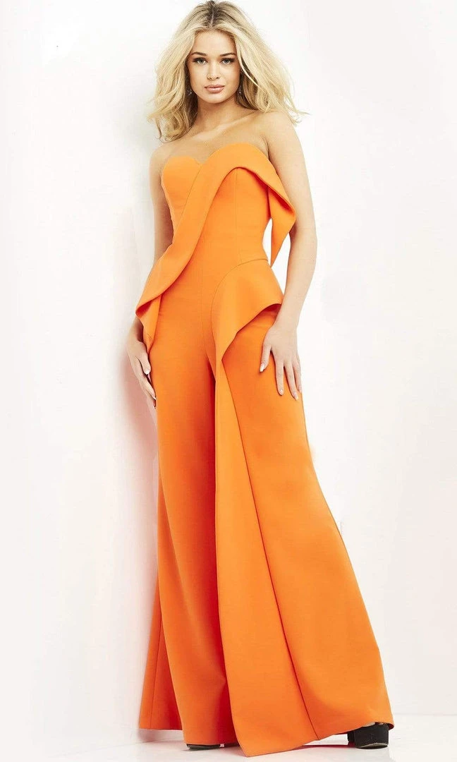 Jovani - 04427 Strapless Sweetheart Ruffle Wide Leg Jumpsuit 7 Jovani - 04427 Strapless Sweetheart Ruffle Wide Leg Jumpsuit