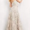 Jovani - 04441 Strapless Embroidered Floral Long Gown