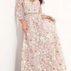 Jovani - 04451 Quarter Sleeve Floral Embroidered A-Line Gown 2 Jovani - 04451 Quarter Sleeve Floral Embroidered A-Line Gown