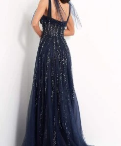 Jovani - 04634 Tie Shoulder Beaded Sweetheart A-Line Gown